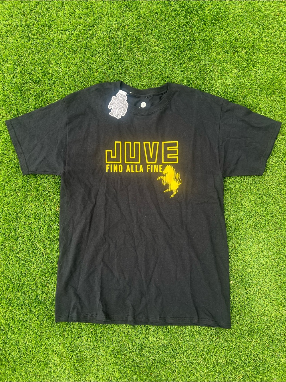 JUVE Fino Alla Fine Black T-Shirt with Yellow Graphic